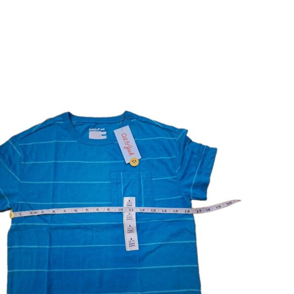 Cat & Jack Blue Striped Crew Neck Pocket T-Shirt Size Small 6/7 Boy Kid  New - Picture 5 of 10